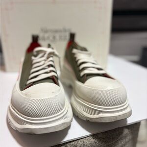 Alexander McQueen White and Olive Men's Sneakers